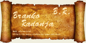 Branko Radonja vizit kartica